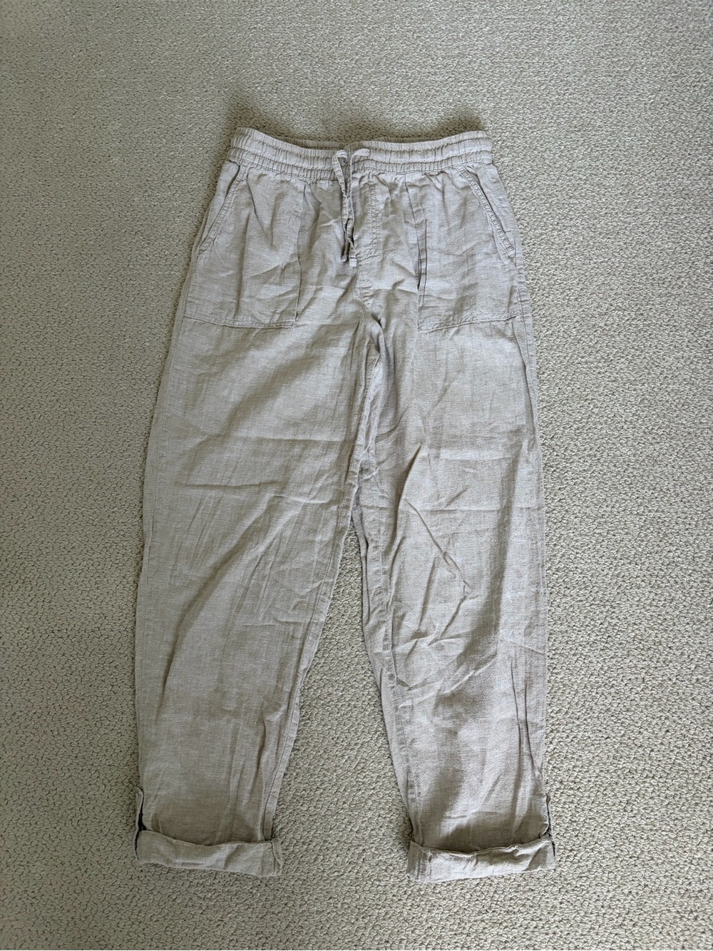 Joe Fresh Casual Cropped Drawstring Pants — Light Taupe